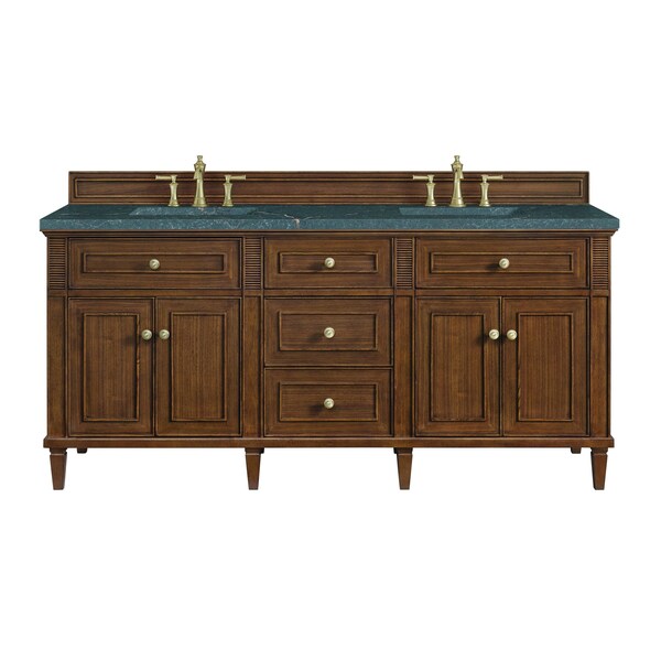 James Martin Vanities 72''Double Vanity, Mid-Century Walnut w/ 3 CM Parisien Bleu Quartz Top 424-V72-WLT-3PBL - main
